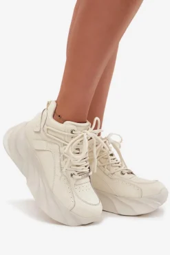 Sneakersy Damskie Skóra Naturalna GOE SS2N4037 Zgaszona Biel