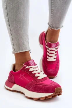 Sneakersy Damskie Skórzane Big Star NN274961 Fuksja