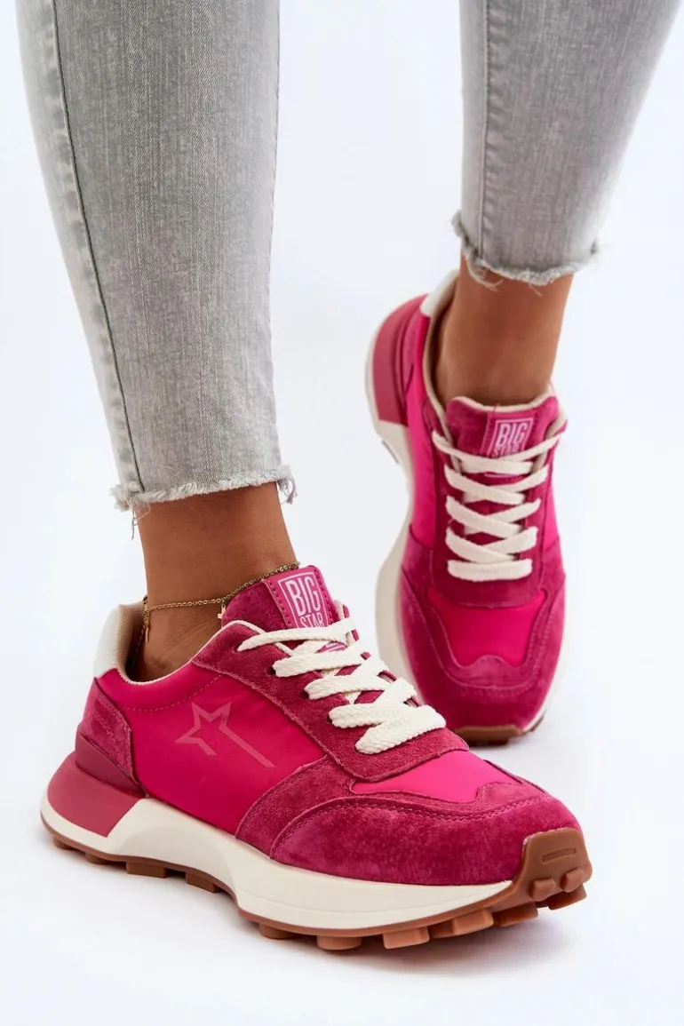 Sneakersy Damskie Skórzane Big Star NN274961 Fuksja