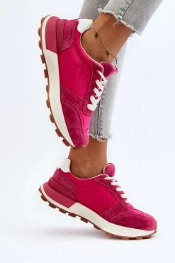 Sneakersy Damskie Skórzane Big Star NN274961 Fuksja