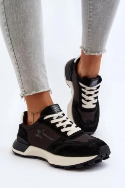 Sneakersy Damskie Skórzane Big Star NN274963 Czarne