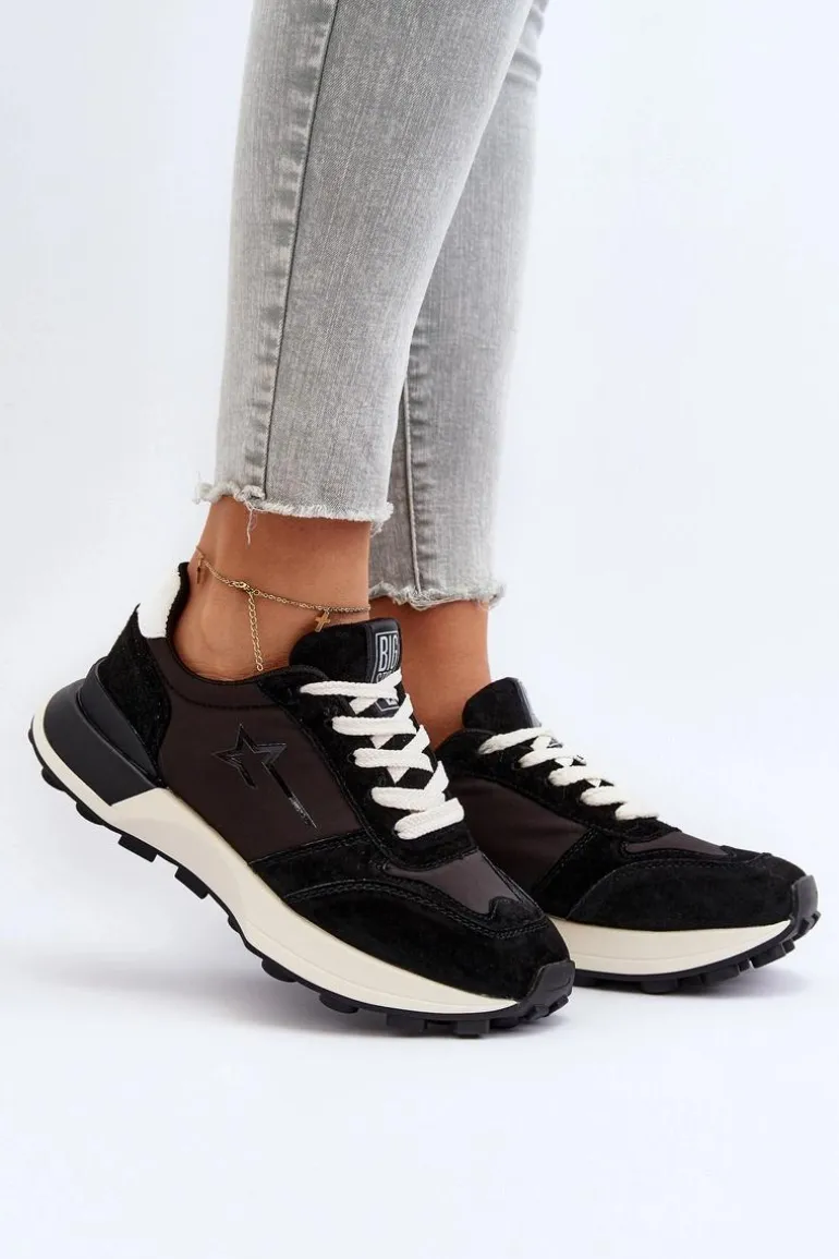 Sneakersy Damskie Skórzane Big Star NN274963 Czarne