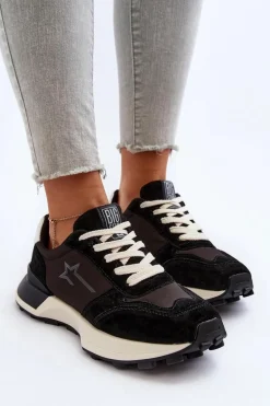 Sneakersy Damskie Skórzane Big Star NN274963 Czarne