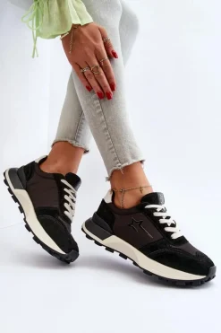 Sneakersy Damskie Skórzane Big Star NN274963 Czarne