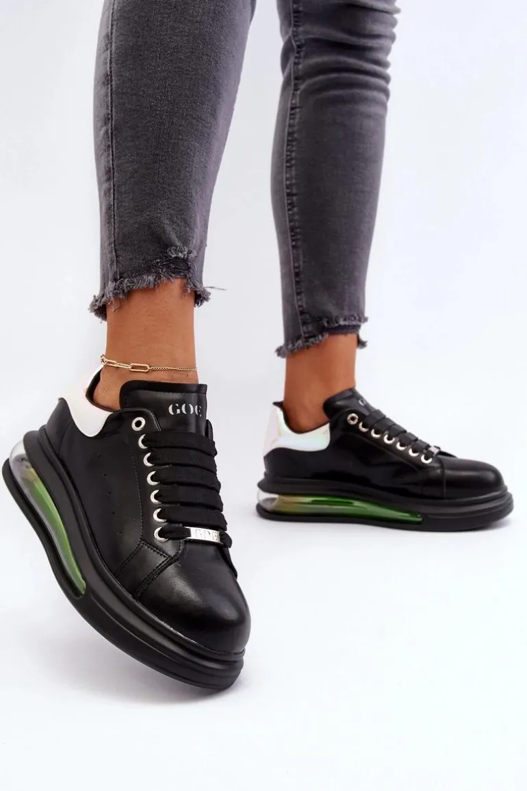 Sneakersy Damskie Skórzane GOE NN2N4030 Czarne