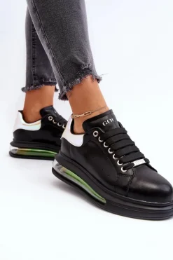 Sneakersy Damskie Skórzane GOE NN2N4030 Czarne