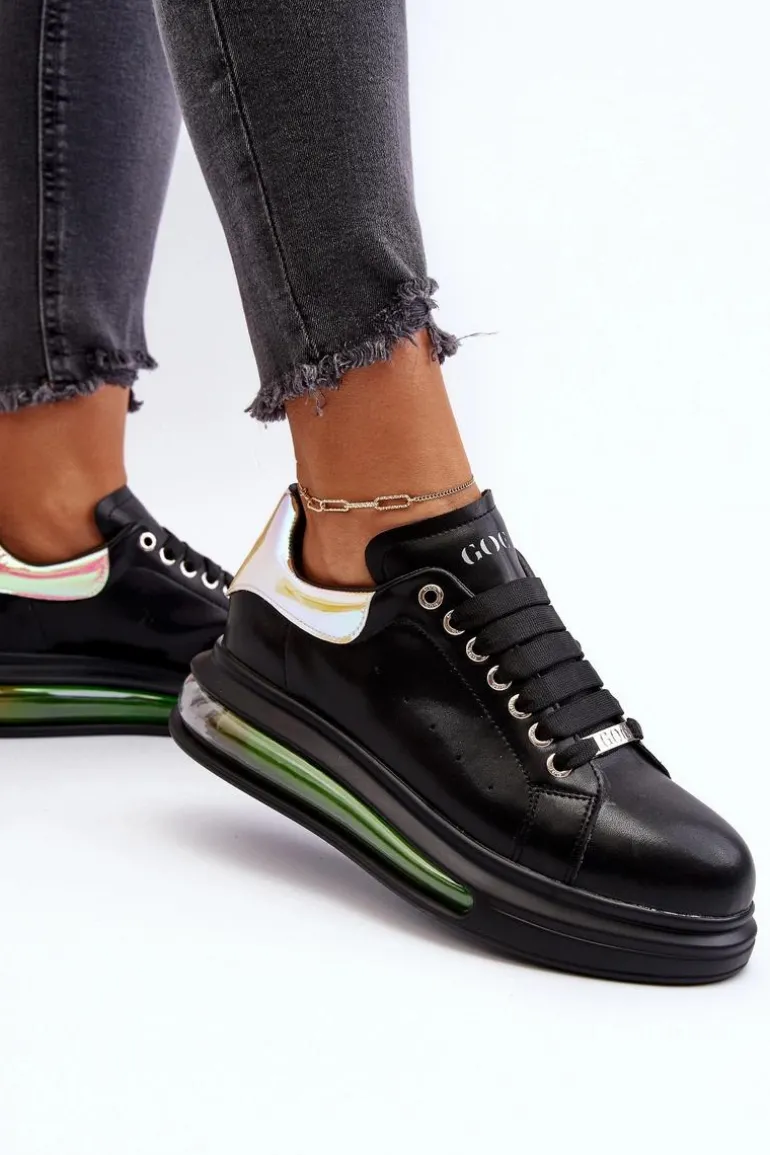 Sneakersy Damskie Skórzane GOE NN2N4030 Czarne