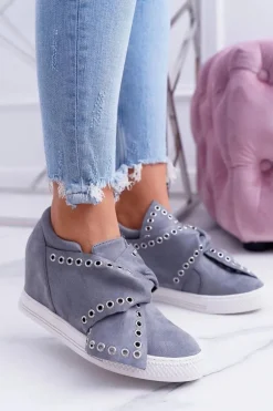 Sneakersy damskie Szare Koturny LU BOO Margo