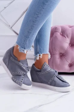 Sneakersy damskie Szare Koturny LU BOO Margo