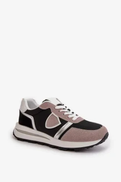 Sneakersy Damskie Z Brokatem Czarne Velaniela