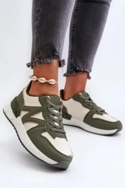 Sneakersy Damskie Z Eko Skóry Zielone Kaimans