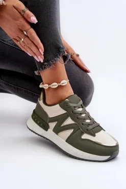 Sneakersy Damskie Z Eko Skóry Zielone Kaimans