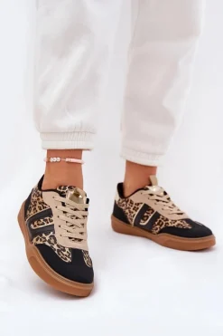 Sneakersy Damskie Z Eko Skóry Panterka Czarne Satylies