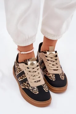 Sneakersy Damskie Z Eko Skóry Panterka Czarne Satylies