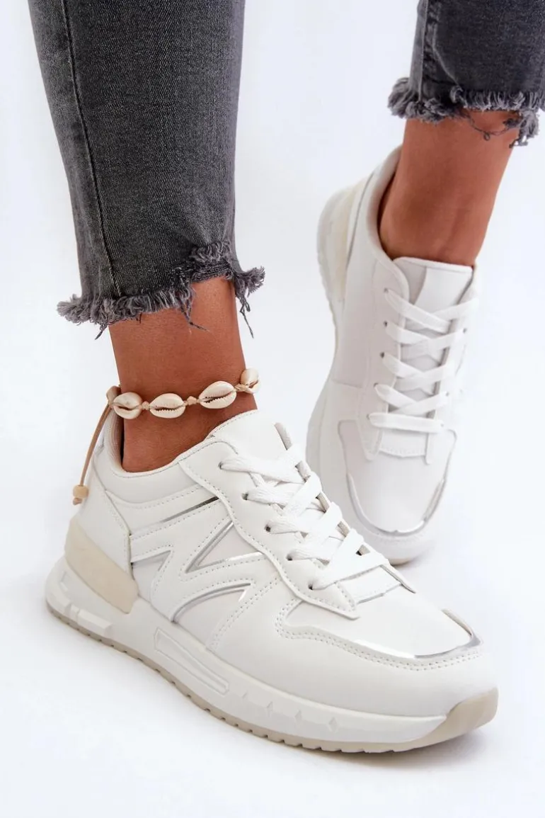 Sneakersy Damskie Z Eko Skóry Białe Kaimans
