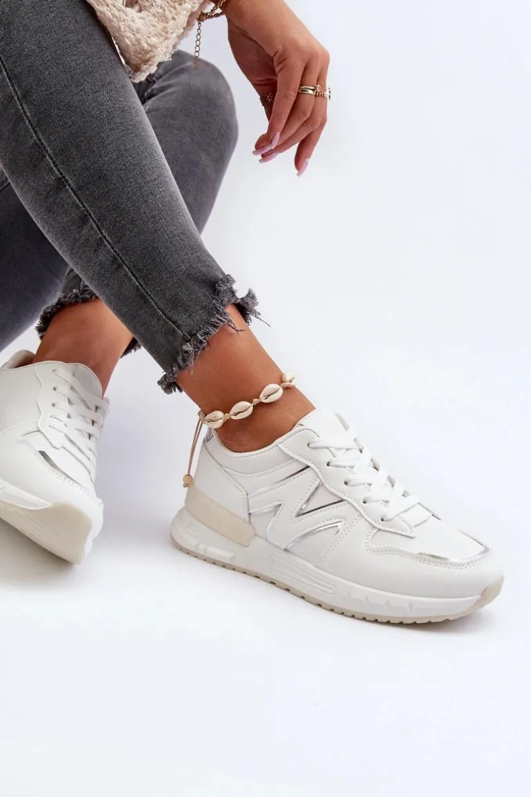 Sneakersy Damskie Z Eko Skóry Białe Kaimans