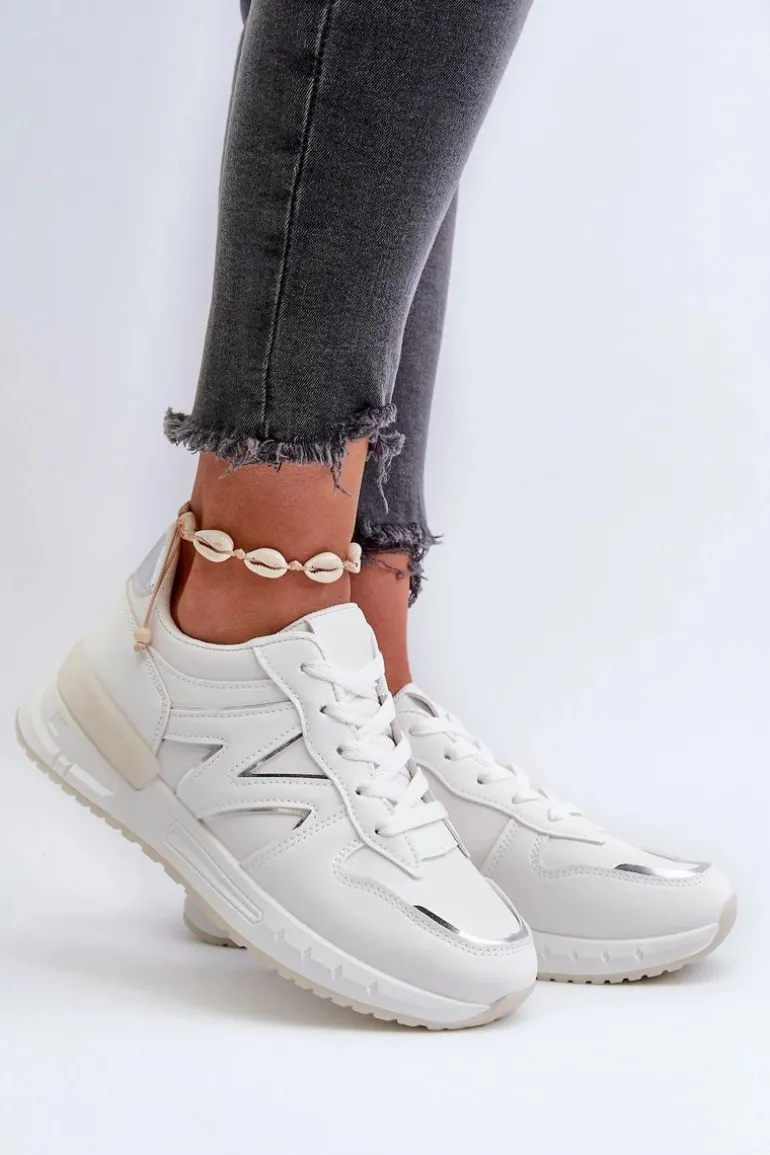 Sneakersy Damskie Z Eko Skóry Białe Kaimans