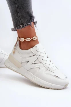 Sneakersy Damskie Z Eko Skóry Białe Kaimans