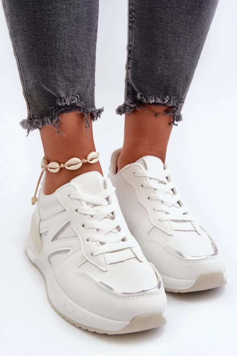 Sneakersy Damskie Z Eko Skóry Białe Kaimans