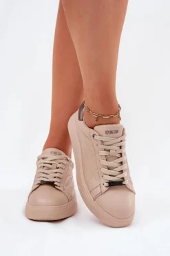 Sneakersy Damskie Z Eko Skóry Big Star RR274259 Beżowe