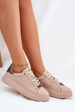 Sneakersy Damskie Z Eko Skóry Big Star RR274259 Beżowe