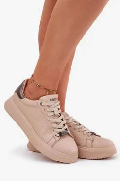 Sneakersy Damskie Z Eko Skóry Big Star RR274259 Beżowe