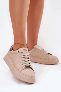 Sneakersy Damskie Z Eko Skóry Big Star RR274259 Beżowe