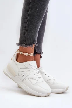 Sneakersy Damskie Z Eko Skóry Białe Vinelli