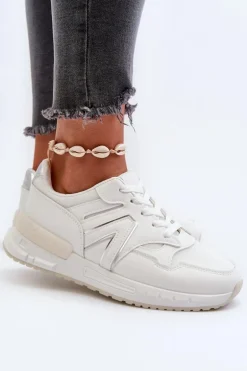 Sneakersy Damskie Z Eko Skóry Białe Vinelli
