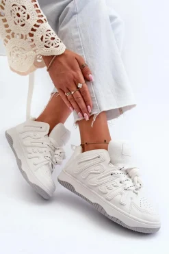 Sneakersy Damskie Z Eko Skóry Białe Berilla