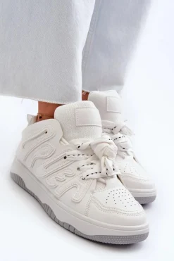 Sneakersy Damskie Z Eko Skóry Białe Berilla