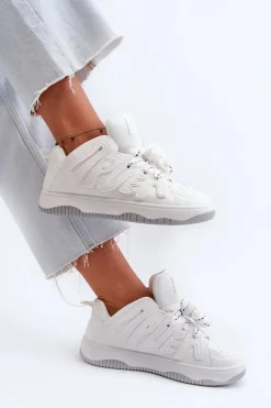 Sneakersy Damskie Z Eko Skóry Białe Berilla