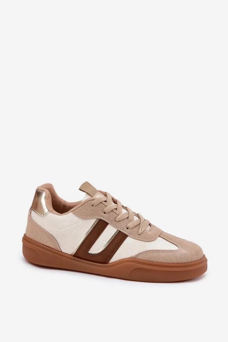 Sneakersy Damskie Z Eko Zamszu Beżowe Satylies