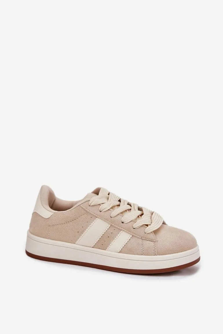 Sneakersy Damskie Z Eko Zamszu Beżowe Arlenina