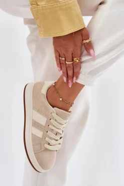 Sneakersy Damskie Z Eko Zamszu Beżowe Arlenina