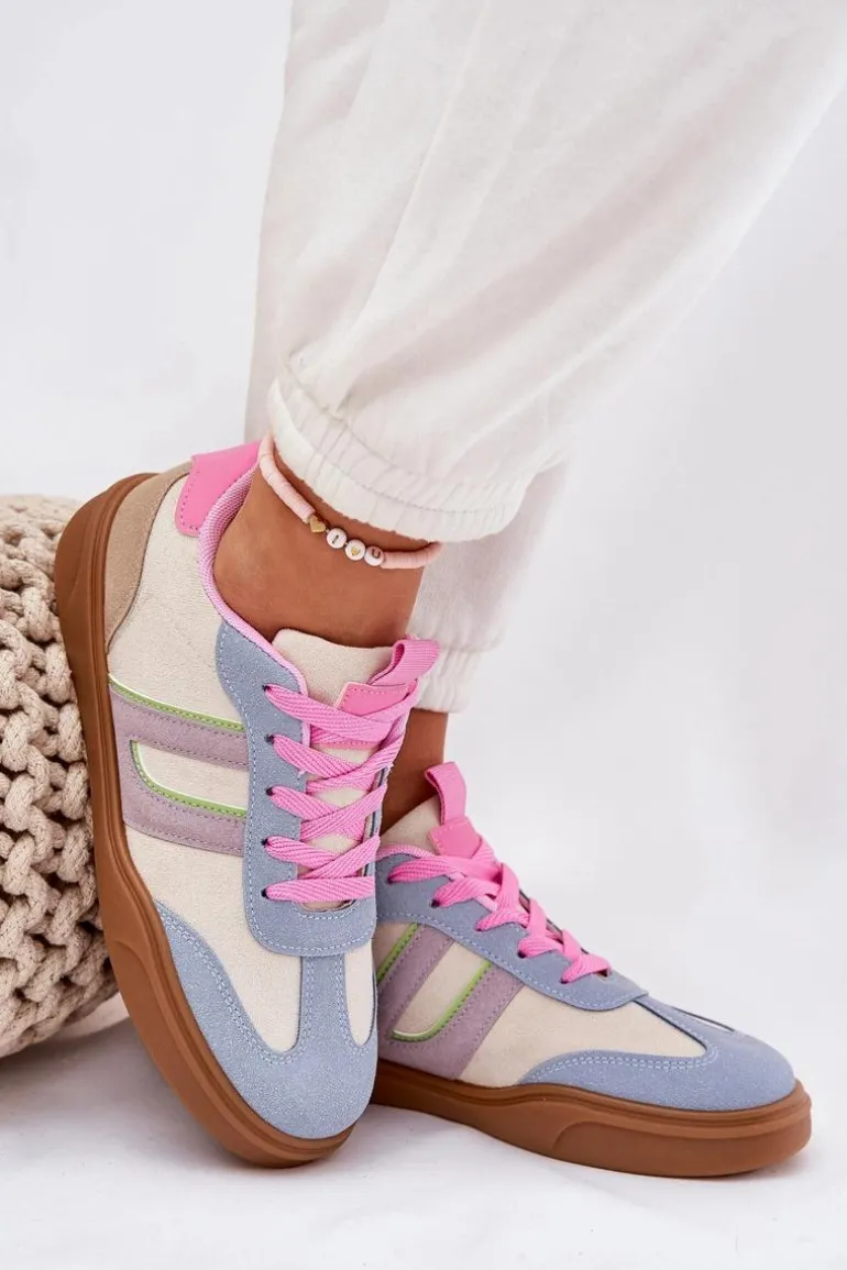 Sneakersy Damskie Z Eko Zamszu Multikolor Satylies