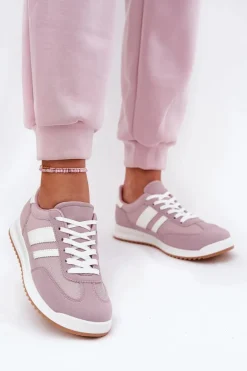 Sneakersy Damskie Z Eko Zamszu Fioletowe Marinils