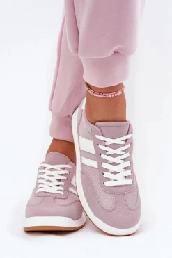 Sneakersy Damskie Z Eko Zamszu Fioletowe Marinils
