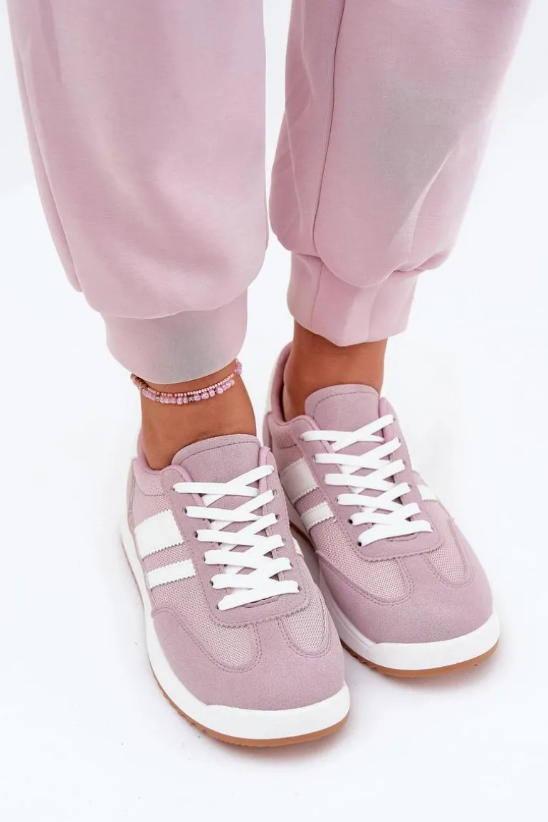 Sneakersy Damskie Z Eko Zamszu Fioletowe Marinils