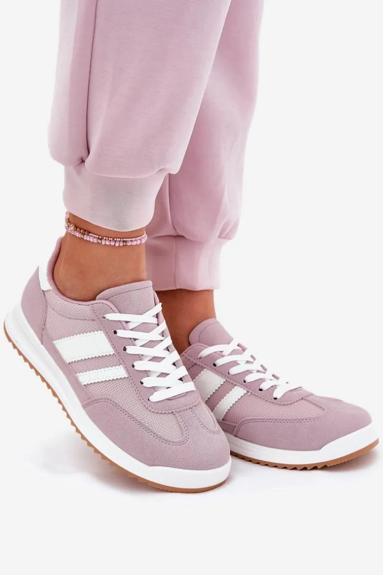 Sneakersy Damskie Z Eko Zamszu Fioletowe Marinils