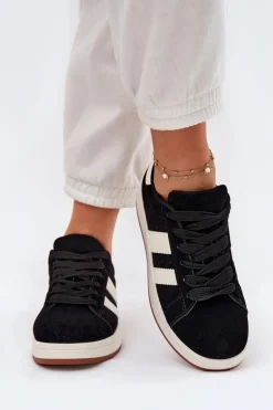 Sneakersy Damskie Z Eko Zamszu Czarne Arlenina