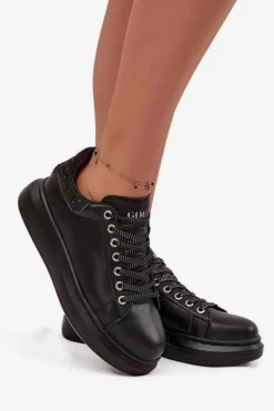 Sneakersy Damskie Z Naturalnej Skóry GOE OO2N4004 Czarne