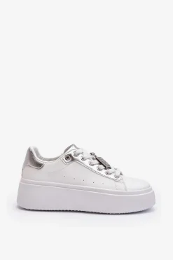 Sneakersy Damskie Z Ozdobą Białe Celedria