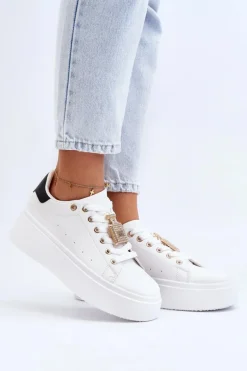 Sneakersy Damskie Z Ozdobą Białe Celedria