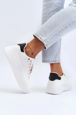Sneakersy Damskie Z Ozdobą Białe Celedria