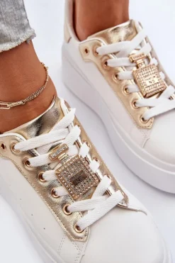 Sneakersy Damskie Z Ozdobą Białe Celedria