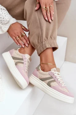 Sneakersy Damskie Z Plecionką Na Platformie Multikolor Lesida