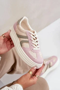 Sneakersy Damskie Z Plecionką Na Platformie Multikolor Lesida