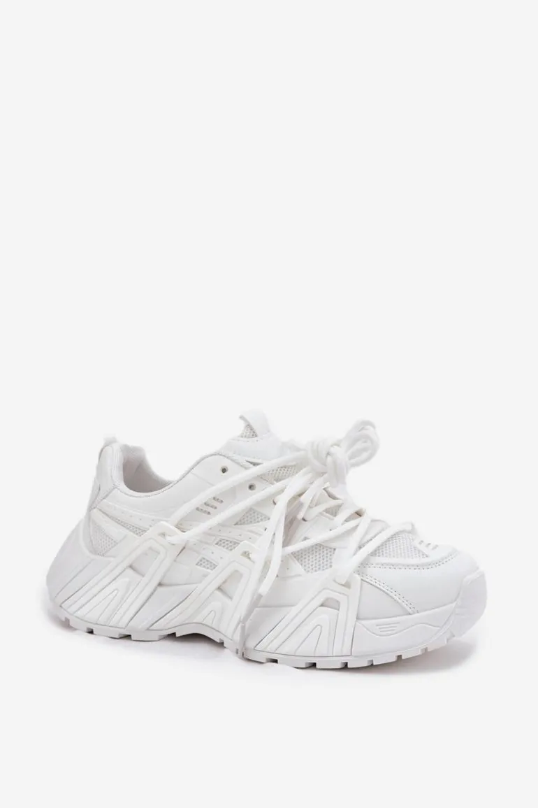 Sneakersy Damskie Z Podwójnym Sznurowaniem Białe Onivetta