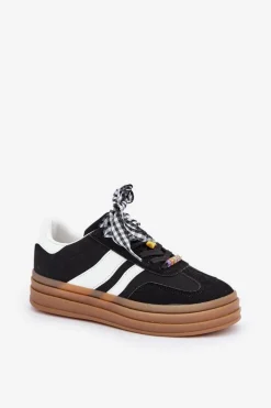 Sneakersy Damskie Z Przypinkami Czarne Jariana